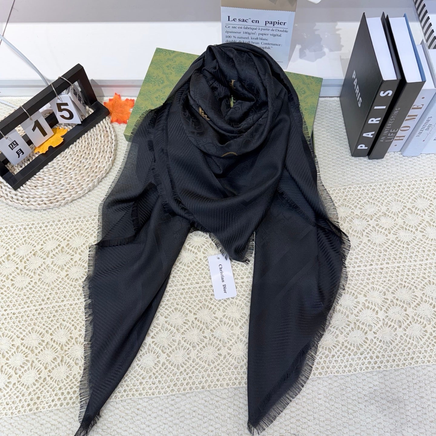 DIOR 26S SCARF 140CM IN SILK & CASHMERE 281270