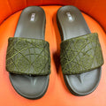 CD AQUA EMBROIDED SANDAL OLIVE FABRIC