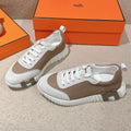 MAINLAND SNEAKER IN PALE GRAY SUEDE AND LIGHT BROWN BREATHABLE MESH FABRIC