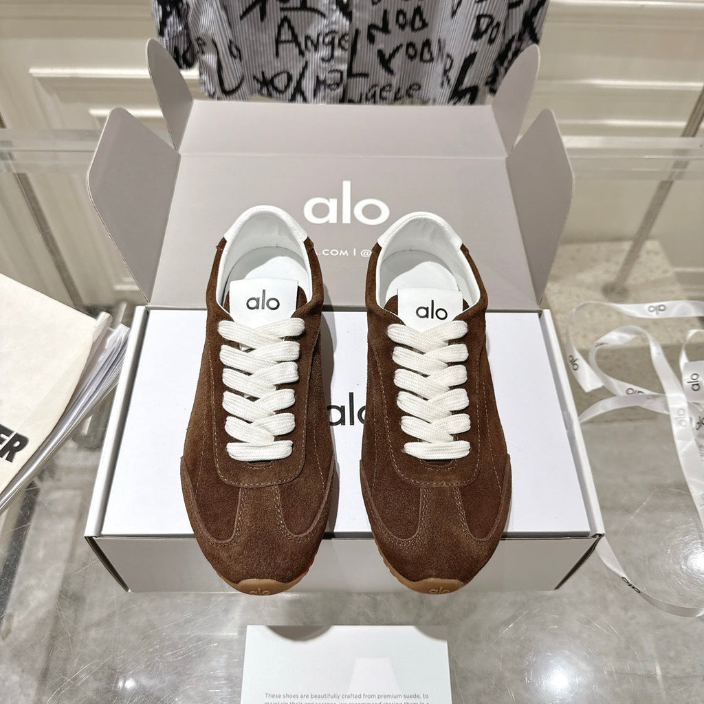 ALO 25S SUNSET SNEAKER IN DARK BROWN SUEDE