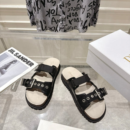 DIOR 26S SLIDES IN BLACK CANVAS