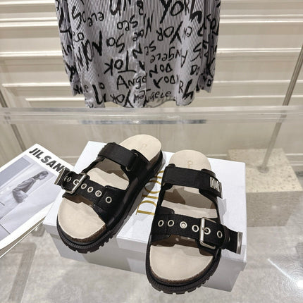 DIOR 26S SLIDES IN BLACK CANVAS