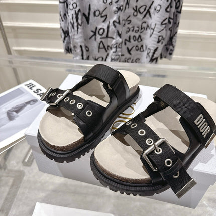 DIOR 26S SLIDES IN BLACK CANVAS
