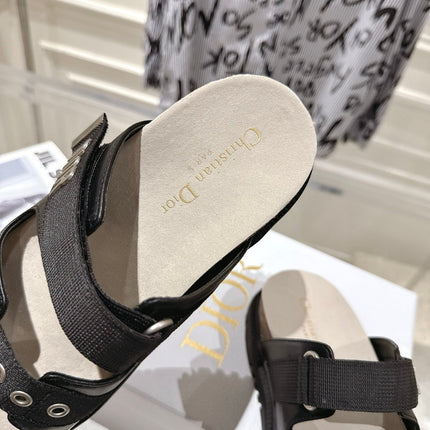 DIOR 26S SLIDES IN BLACK CANVAS