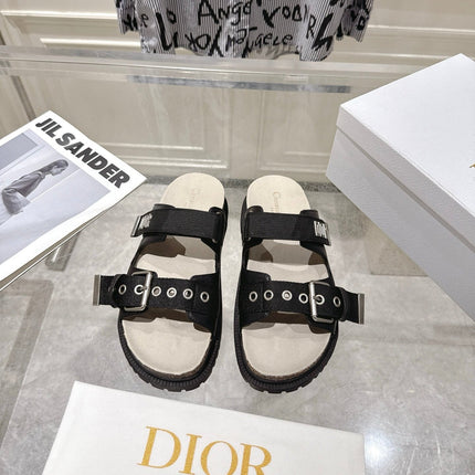 DIOR 26S SLIDES IN BLACK CANVAS