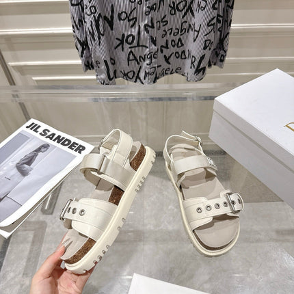 DIOR 26S BUCKLE SANDALS IN OFF WHITE CANVAS