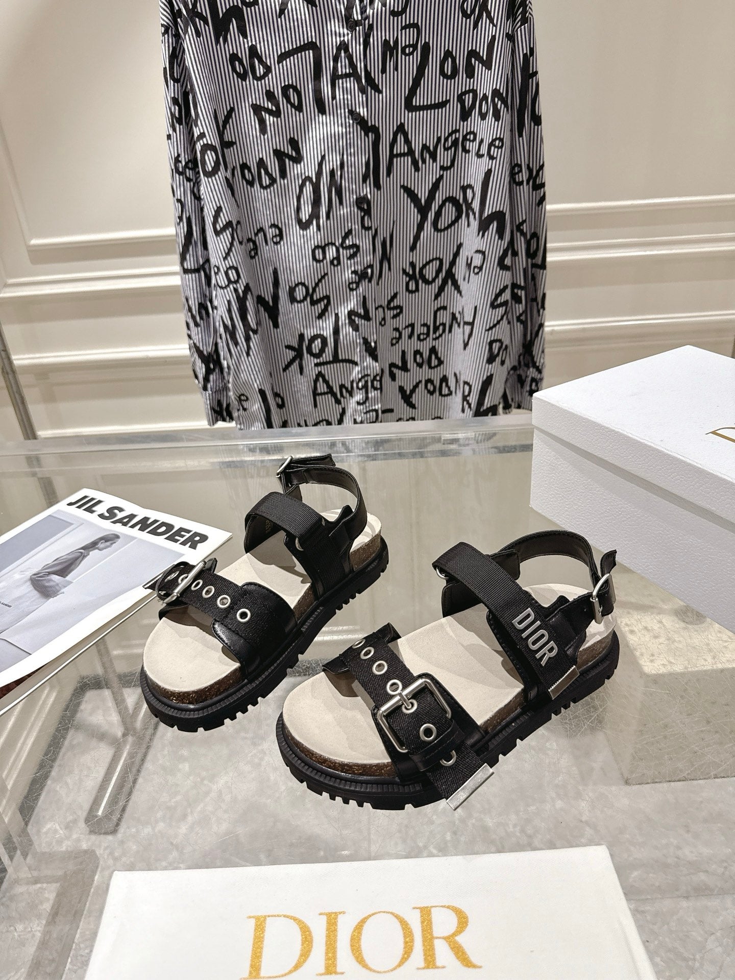 DIOR 26S BUCKLE SANDALS IN BLACK CANVAS
