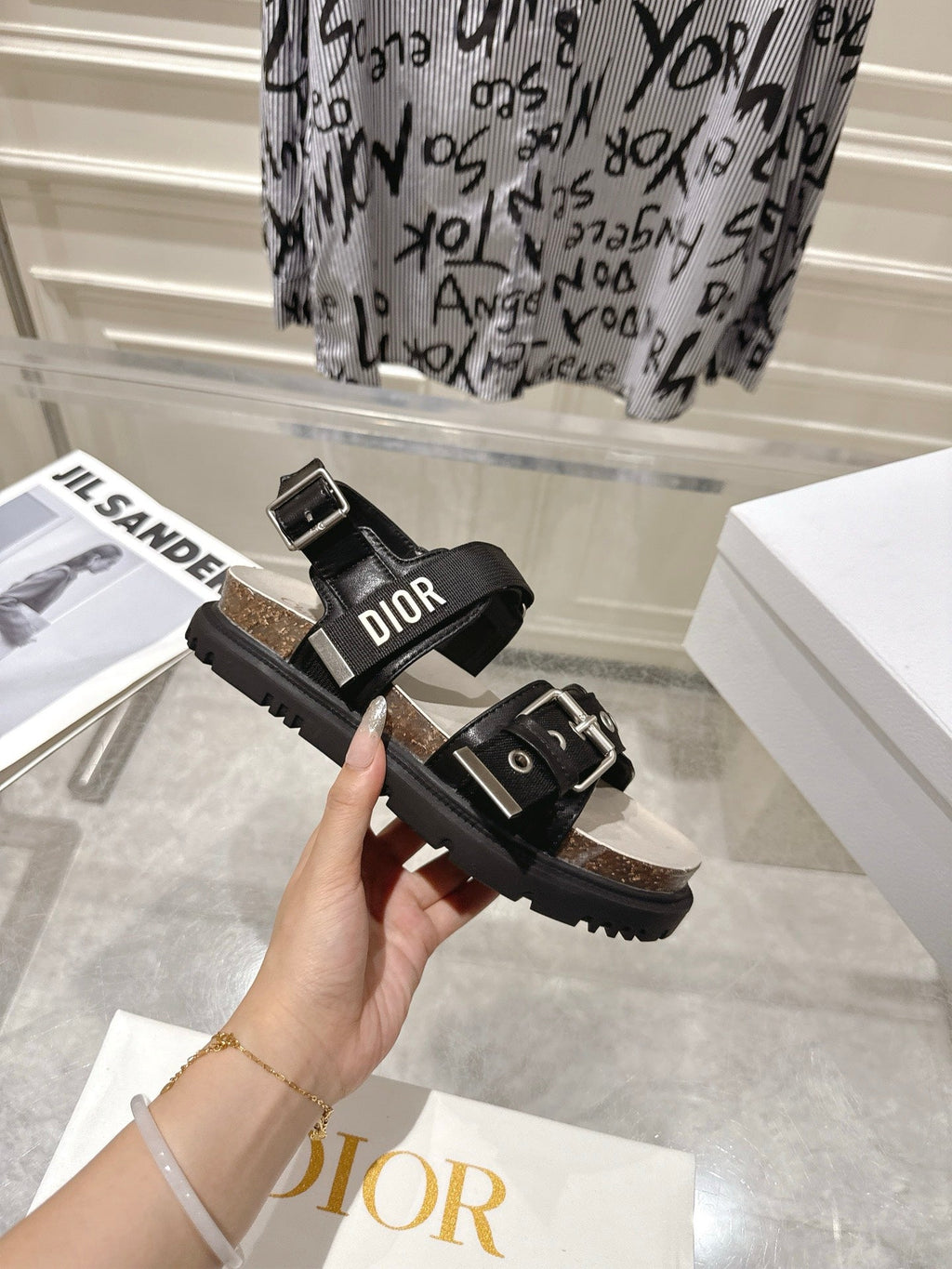 DIOR 26S BUCKLE SANDALS IN BLACK CANVAS