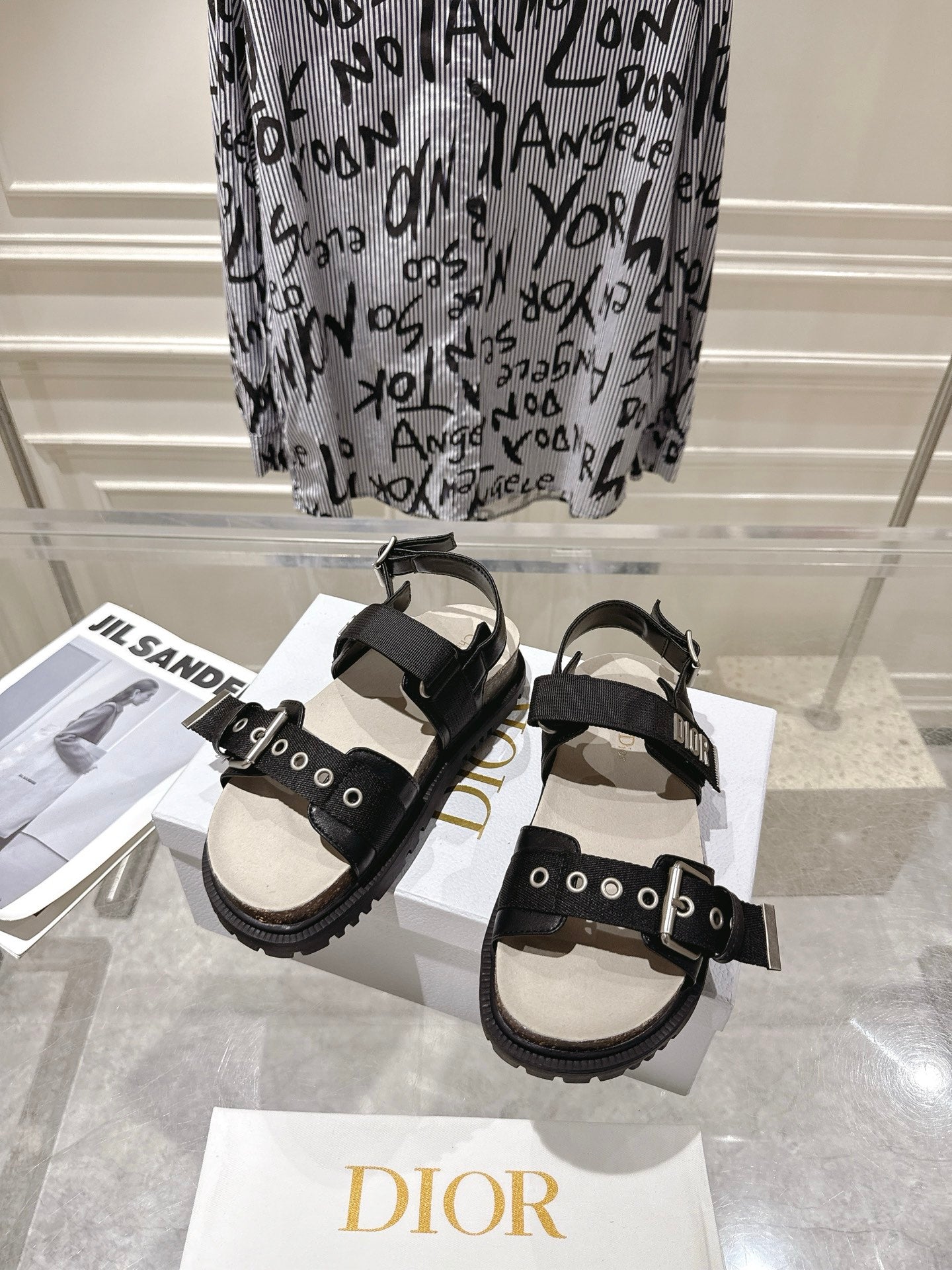 DIOR 26S BUCKLE SANDALS IN BLACK CANVAS