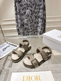 DIOR 26S BUCKLE SANDALS IN KHAKI CANVAS