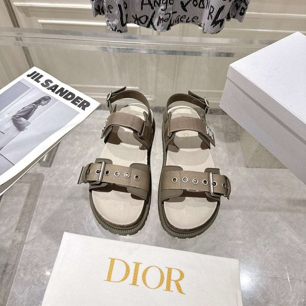 DIOR 26S BUCKLE SANDALS IN KHAKI CANVAS