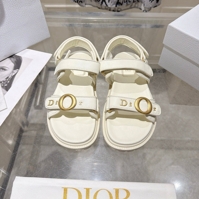 DIOR 26S VELCRO SANDALS IN OFF WHITE CALFSKIN