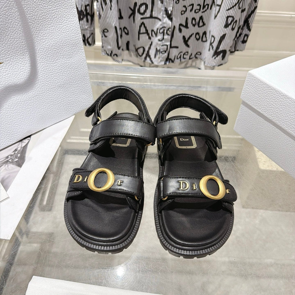 DIOR 26S VELCRO SANDALS IN BLACK CALFSKIN