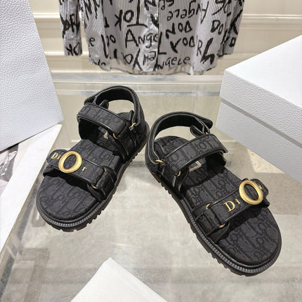 DIOR 26S VELCRO SANDALS IN BLACK OBLIQUE CANVAS