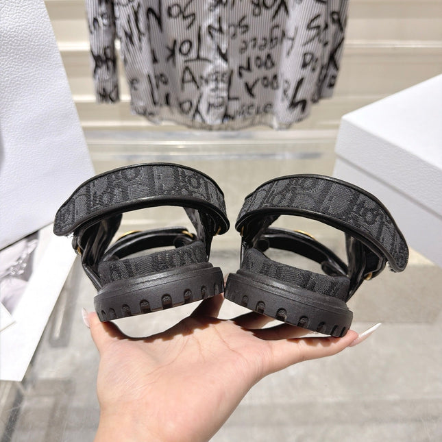 DIOR 26S VELCRO SANDALS IN BLACK OBLIQUE CANVAS