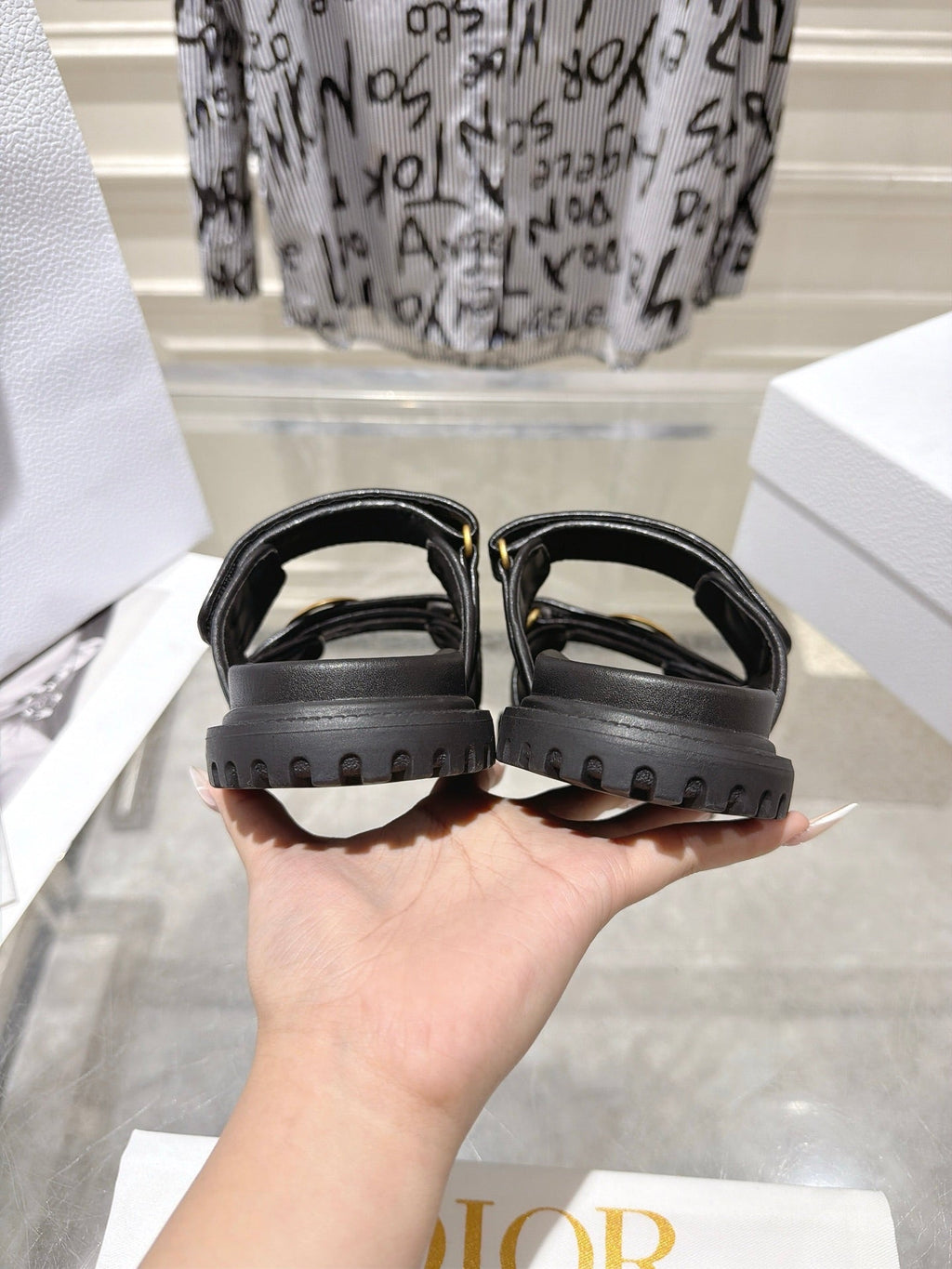 DIOR 26S SANDALS IN BLACK CALFSKIN