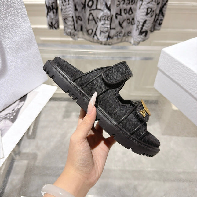 DIOR 26S SANDALS IN BLACK OBLIQUE CANVAS