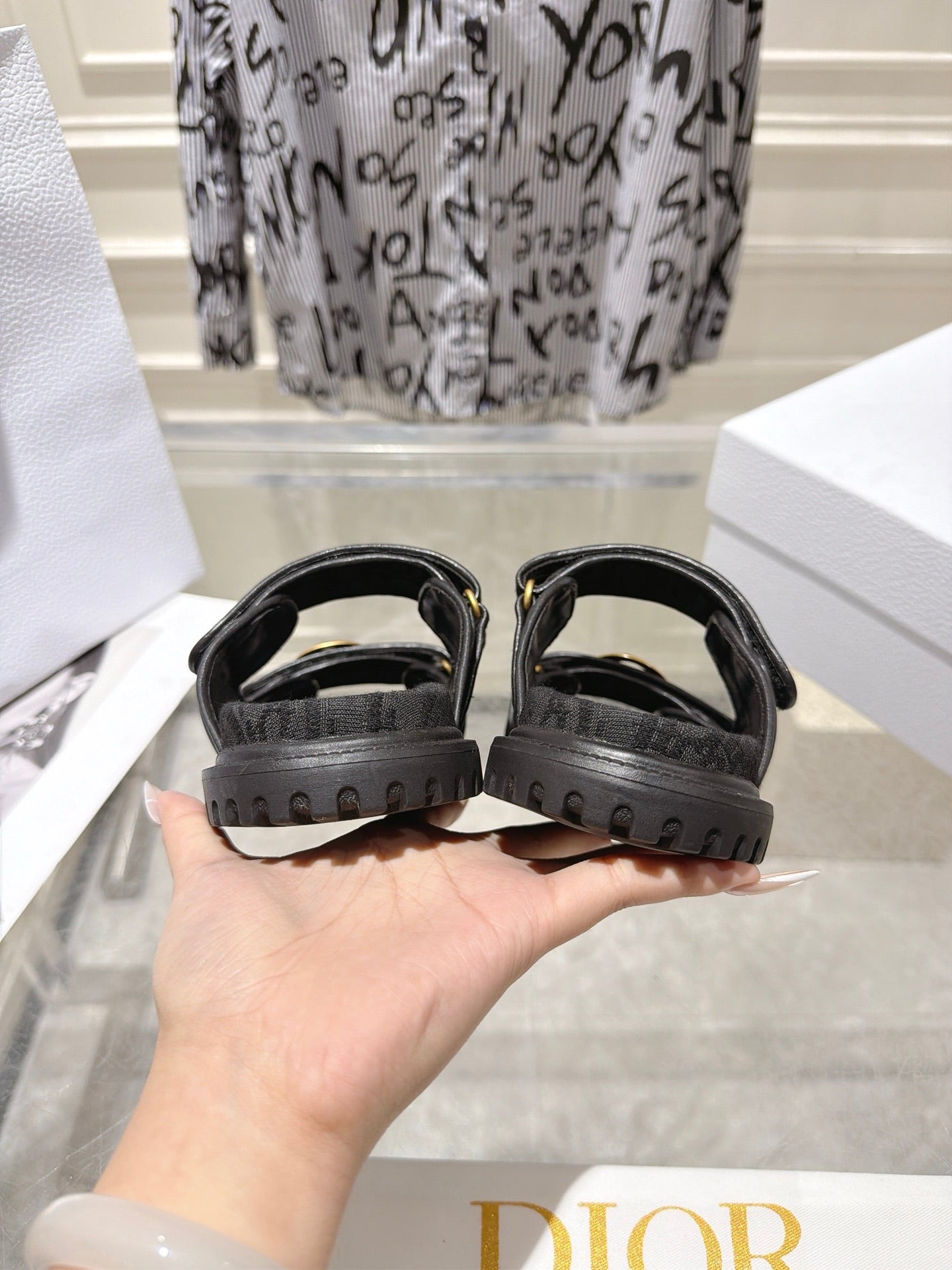 DIOR 26S SANDALS IN BLACK OBLIQUE CANVAS