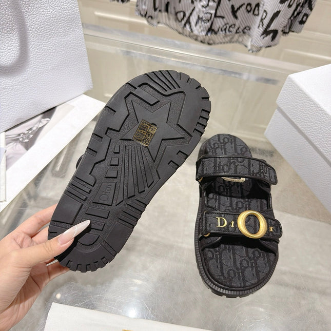 DIOR 26S SANDALS IN BLACK OBLIQUE CANVAS
