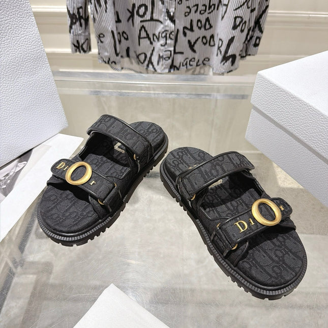 DIOR 26S SANDALS IN BLACK OBLIQUE CANVAS