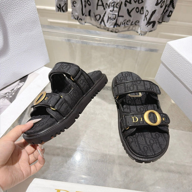 DIOR 26S SANDALS IN BLACK OBLIQUE CANVAS