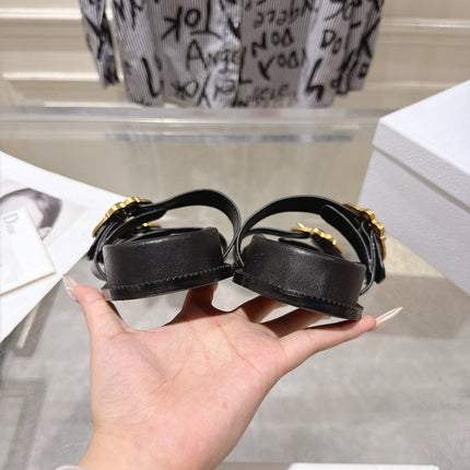 DIOR 26S MEDAILLON BUCKLE SLIDE IN BLACK CALFSKIN