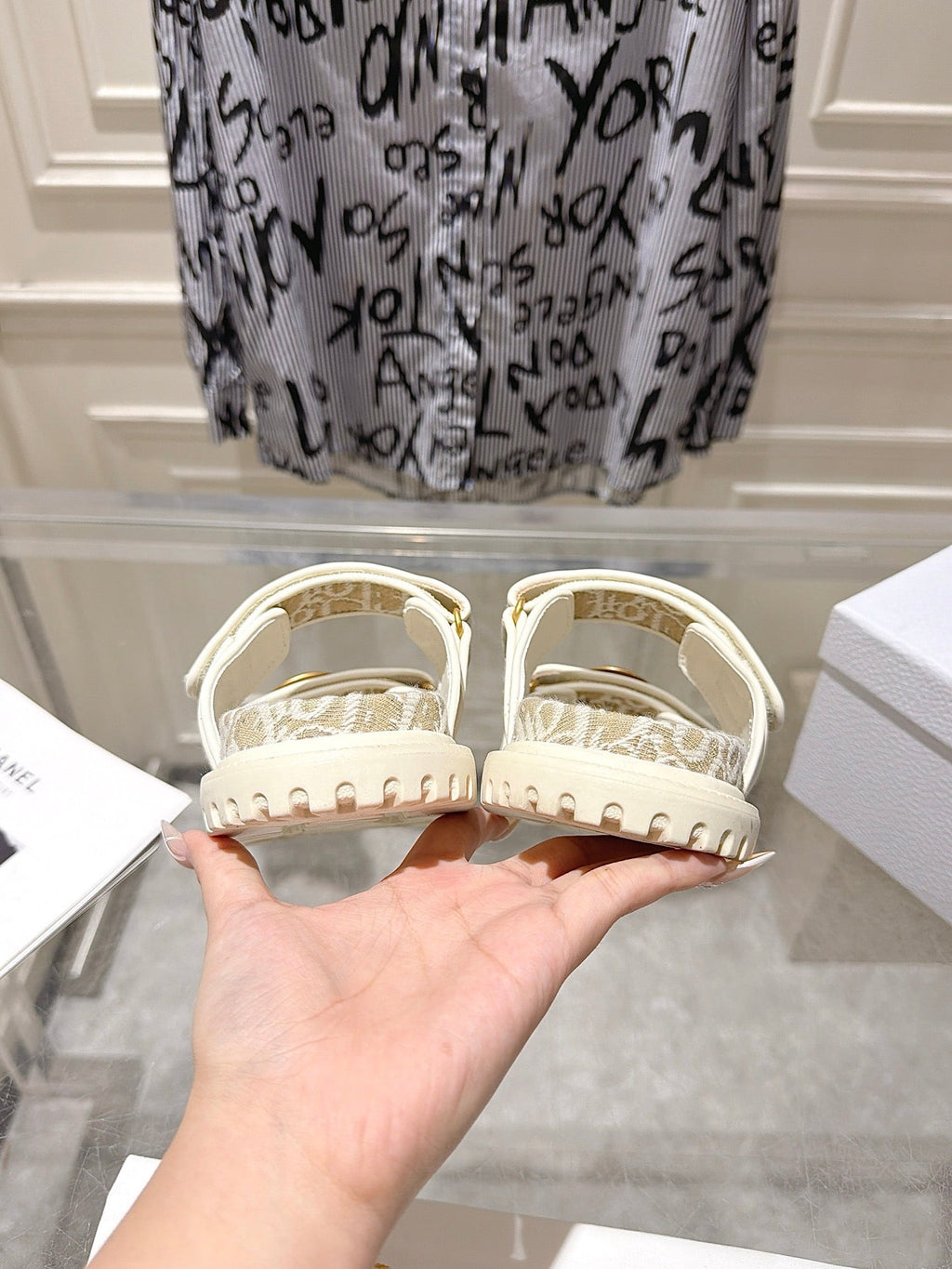 DIOR 26S SANDALS IN LIGHT BEIGE OBLIQUE CANVAS