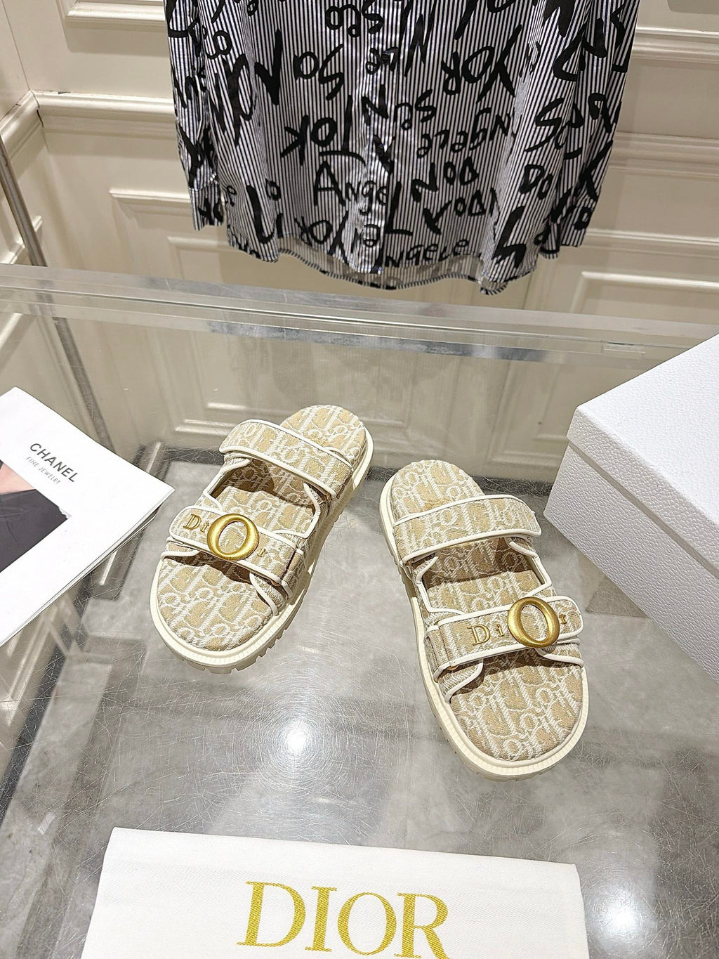 DIOR 26S SANDALS IN LIGHT BEIGE OBLIQUE CANVAS
