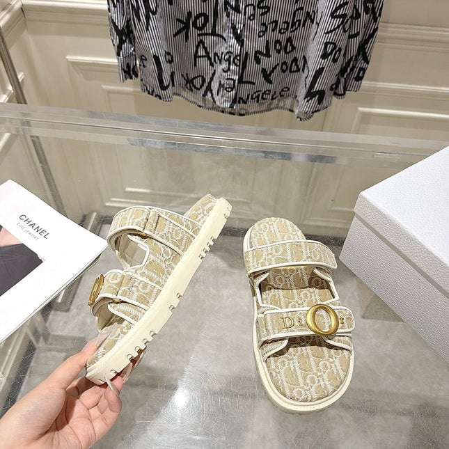 DIOR 26S SANDALS IN LIGHT BEIGE OBLIQUE CANVAS