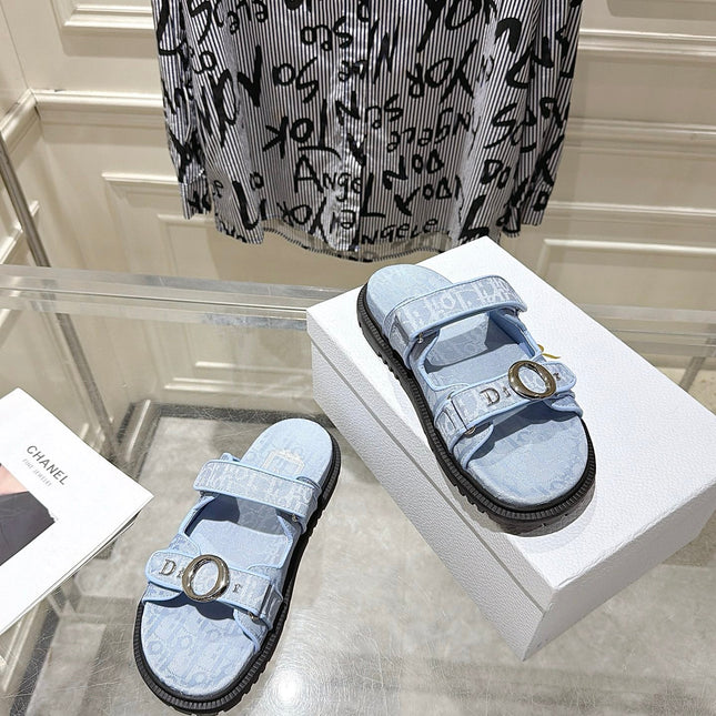 DIOR 26S SANDALS IN LIGHT BLUE OBLIQUE CANVAS