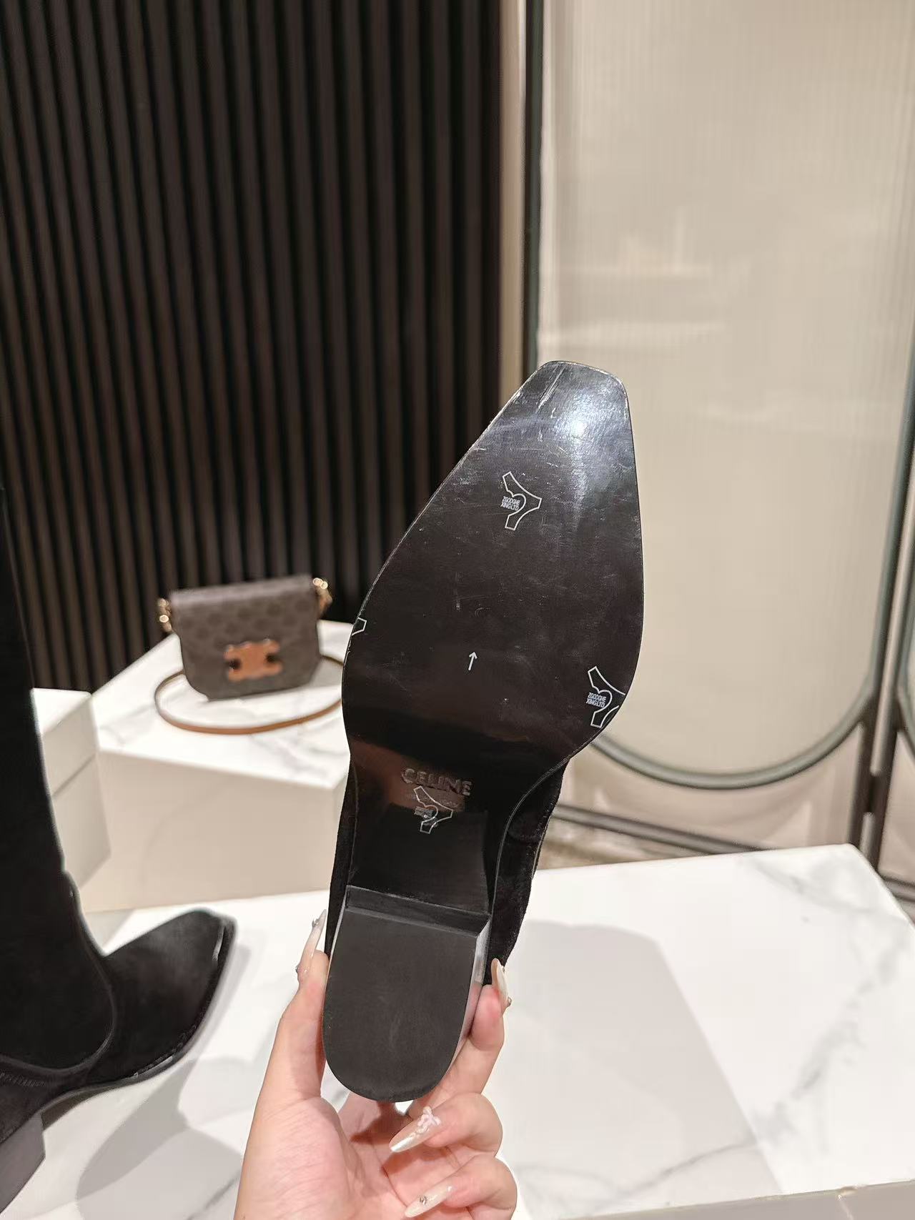 CELINE 25S HIGH BOOTS FOR FALL AND WINTER 45MM IN BLACK SUEDE