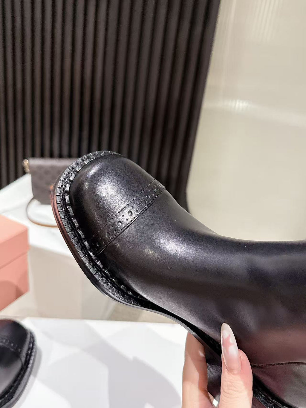 MIUMIU 26S HIGH-ANKLE BOOTS 50MM IN BLACK GLOSSY CALFSKIN