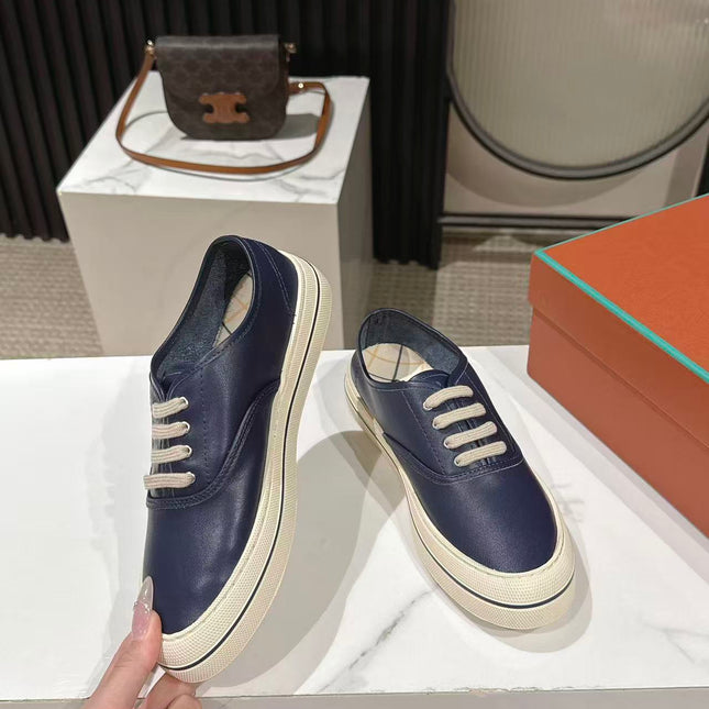 LP 26S LOW-TOP SNEAKERS IN NAVY BLUE CALFSKIN