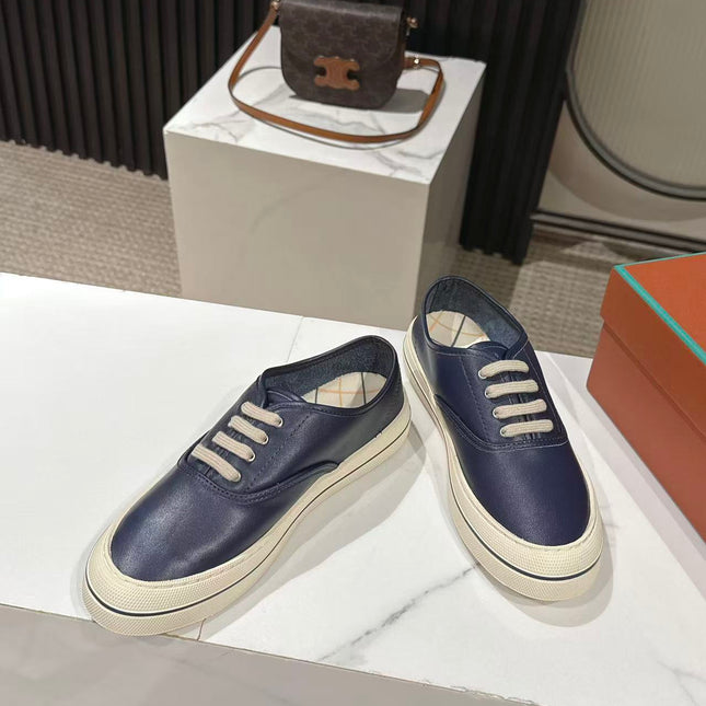 LP 26S LOW-TOP SNEAKERS IN NAVY BLUE CALFSKIN