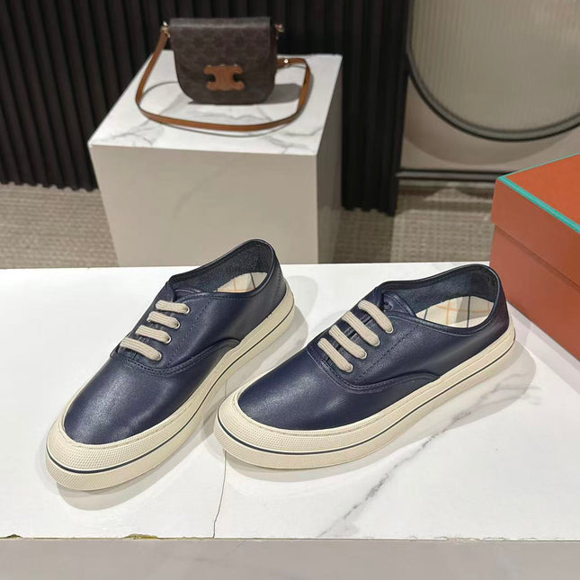 LP 26S LOW-TOP SNEAKERS IN NAVY BLUE CALFSKIN