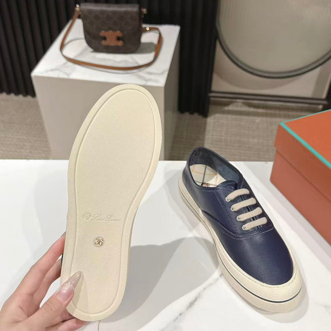LP 26S LOW-TOP SNEAKERS IN NAVY BLUE CALFSKIN