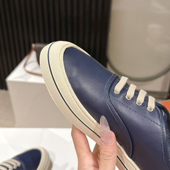 LP 26S LOW-TOP SNEAKERS IN NAVY BLUE CALFSKIN