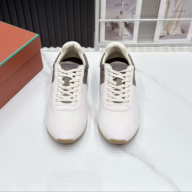 LP 26S WEEKENDER SNEAKERS IN CREAM WHITE SUEDE & GREY TECHNICAL FABRIC