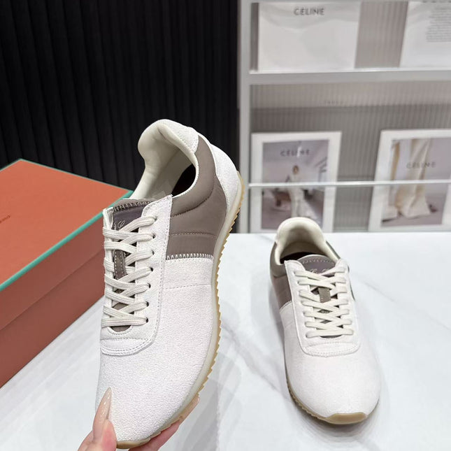LP 26S WEEKENDER SNEAKERS IN CREAM WHITE SUEDE & GREY TECHNICAL FABRIC
