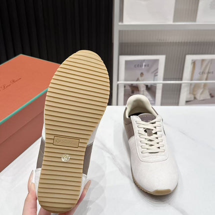 LP 26S WEEKENDER SNEAKERS IN CREAM WHITE SUEDE & GREY TECHNICAL FABRIC