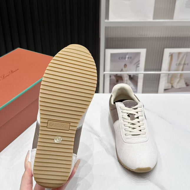 LP 26S WEEKENDER SNEAKERS IN CREAM WHITE SUEDE & GREY TECHNICAL FABRIC