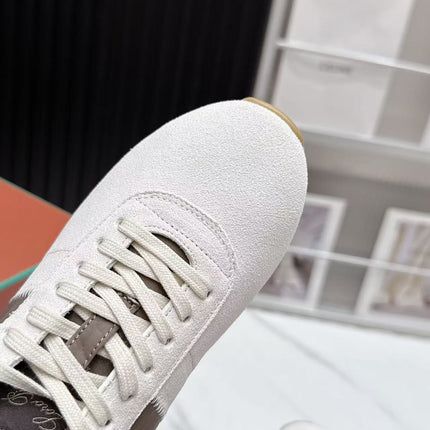 LP 26S WEEKENDER SNEAKERS IN CREAM WHITE SUEDE & GREY TECHNICAL FABRIC