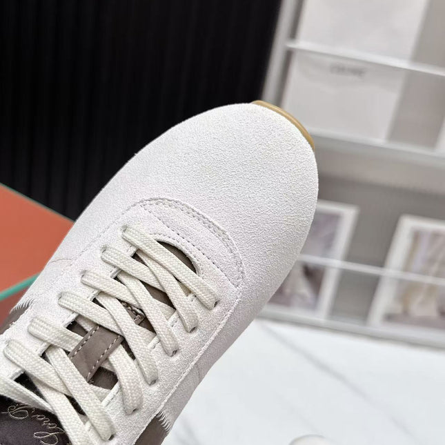 LP 26S WEEKENDER SNEAKERS IN CREAM WHITE SUEDE & GREY TECHNICAL FABRIC