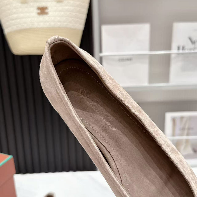 LP 26S BALLERINA FLATS IN BEIGE SUEDE & SATIN BOW