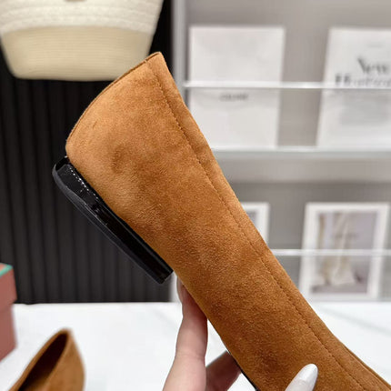 LP 26S BALLERINA FLATS IN BROWN SUEDE & SATIN BOW