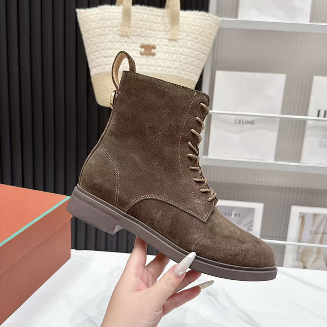 LP 26S LACE-UP ANKLE BOOTS IN DARK BROWN SUEDE