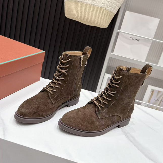 LP 26S LACE-UP ANKLE BOOTS IN DARK BROWN SUEDE