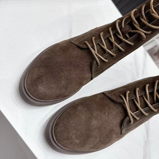 LP 26S LACE-UP ANKLE BOOTS IN DARK BROWN SUEDE