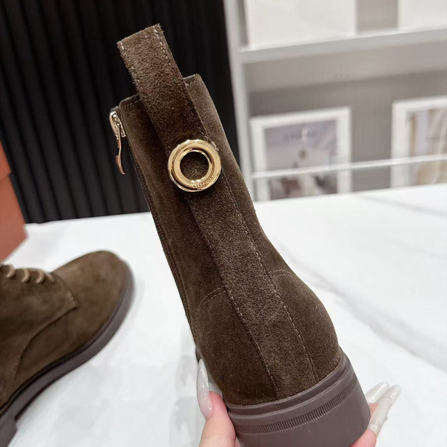 LP 26S LACE-UP ANKLE BOOTS IN DARK BROWN SUEDE
