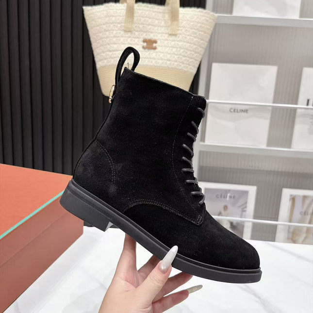 LP 26S LACE-UP ANKLE BOOTS IN BLACK SUEDE